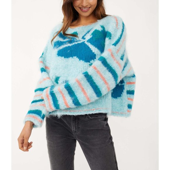 Free People Sweaters - 🎉LAST CHANCE🎉 NWT Free People Lily Pullover / Mosaic Sky Combo